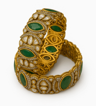 Moissanite Bangles With Green Stones
