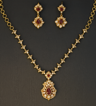Moissanite Necklace with Rubies