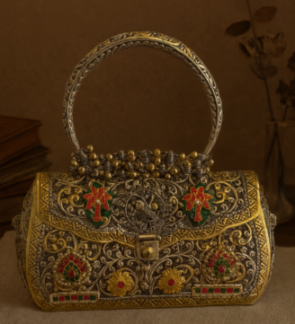 Pure Silver Kundan Fusion Bag