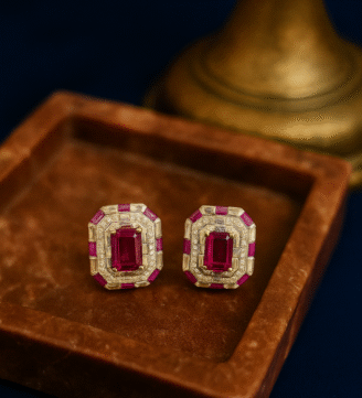 CZ Studs with Rubies