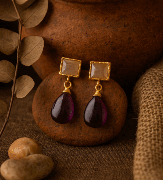 Rose Quartz & Amethyst Drop Earrings