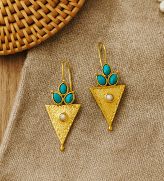 Gold Plated Silver Earrings with Turquoise