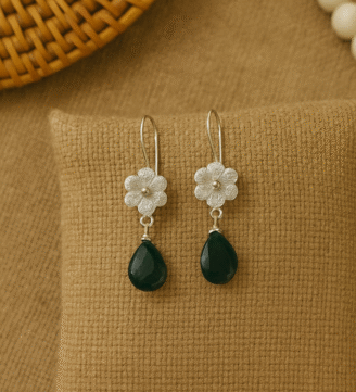 925 Silver Earrings with Green Aventurine